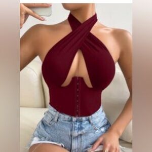 Elegant Burgundy Halter Top